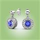 2 - Gila 1.52 ctw (5.50 mm) Round Tanzanite and Natural Diamond Halo Drop and Dangle Earrings 