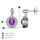 3 - Gila 1.56 ctw (5.50 mm) Round Amethyst and Natural Diamond Halo Drop and Dangle Earrings 