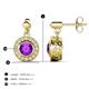 3 - Gila 1.56 ctw (5.50 mm) Round Amethyst and Natural Diamond Halo Drop and Dangle Earrings 