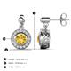 3 - Gila 1.56 ctw (5.50 mm) Round Citrine and Natural Diamond Halo Drop and Dangle Earrings 