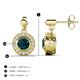 3 - Gila 1.62 ctw (5.50 mm) Round London Blue Topaz and Natural Diamond Halo Drop and Dangle Earrings 