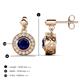 3 - Gila 1.66 ctw (5.50 mm) Round Lab Created Blue Sapphire and Natural Diamond Halo Drop and Dangle Earrings 