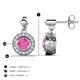3 - Gila 1.64 ctw (5.50 mm) Round Lab Created Pink Sapphire and Natural Diamond Halo Drop and Dangle Earrings 