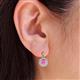 4 - Gila 1.64 ctw (5.50 mm) Round Lab Created Pink Sapphire and Natural Diamond Halo Drop and Dangle Earrings 