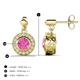 3 - Gila 1.64 ctw (5.50 mm) Round Lab Created Pink Sapphire and Natural Diamond Halo Drop and Dangle Earrings 