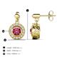 3 - Gila 1.56 ctw (5.50 mm) Round Pink Tourmaline and Natural Diamond Halo Drop and Dangle Earrings 