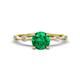 1 - Nuria 0.83 ctw (6.50 mm) Round Emerald and Side Spaced Round Natural Diamond Engagement Ring 