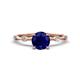 1 - Nuria 1.26 ctw (6.50 mm) Round Blue Sapphire and Side Spaced Round Natural Diamond Engagement Ring 