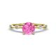 1 - Nuria 1.06 ctw (6.50 mm) Round Pink Sapphire and Side Spaced Round Natural Diamond Engagement Ring 