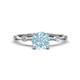 1 - Nuria 0.98 ctw (6.50 mm) Round Aquamarine and Side Spaced Round Natural Diamond Engagement Ring 