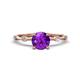 1 - Nuria 0.98 ctw (6.50 mm) Round Amethyst and Side Spaced Round Natural Diamond Engagement Ring 