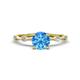 1 - Nuria 1.06 ctw (6.50 mm) Round Blue Topaz and Side Spaced Round Natural Diamond Engagement Ring 