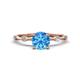 1 - Nuria 1.06 ctw (6.50 mm) Round Blue Topaz and Side Spaced Round Natural Diamond Engagement Ring 