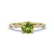 1 - Nuria 1.21 ctw (6.50 mm) Round Peridot and Side Spaced Round Natural Diamond Engagement Ring 