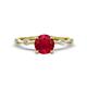 1 - Nuria 1.06 ctw (6.50 mm) Round Ruby and Side Spaced Round Natural Diamond Engagement Ring 