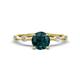 1 - Nuria 1.06 ctw (6.50 mm) Round London Blue Topaz and Side Spaced Round Natural Diamond Engagement Ring 
