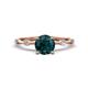 1 - Nuria 1.06 ctw (6.50 mm) Round London Blue Topaz and Side Spaced Round Natural Diamond Engagement Ring 