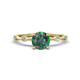 1 - Nuria 1.11 ctw (6.50 mm) Round Created Alexandrite and Side Spaced Round Natural Diamond Engagement Ring 