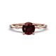 1 - Nuria 1.16 ctw (6.50 mm) Round Red Garnet and Side Spaced Round Natural Diamond Engagement Ring 