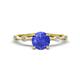 1 - Nuria 1.03 ctw (6.50 mm) Round Tanzanite and Side Spaced Round Natural Diamond Engagement Ring 