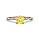 1 - Nuria 1.06 ctw (6.50 mm) Round Yellow Sapphire and Side Spaced Round Natural Diamond Engagement Ring 