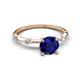 2 - Nuria 1.26 ctw (6.50 mm) Round Blue Sapphire and Side Spaced Round Natural Diamond Engagement Ring 