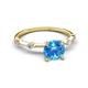 2 - Nuria 1.06 ctw (6.50 mm) Round Blue Topaz and Side Spaced Round Natural Diamond Engagement Ring 
