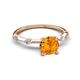 2 - Nuria 0.98 ctw (6.50 mm) Round Citrine and Side Spaced Round Natural Diamond Engagement Ring 