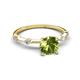 2 - Nuria 1.21 ctw (6.50 mm) Round Peridot and Side Spaced Round Natural Diamond Engagement Ring 