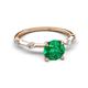 2 - Nuria 0.83 ctw (6.50 mm) Round Emerald and Side Spaced Round Natural Diamond Engagement Ring 