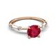 2 - Nuria 1.06 ctw (6.50 mm) Round Ruby and Side Spaced Round Natural Diamond Engagement Ring 