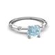 2 - Nuria 0.98 ctw (6.50 mm) Round Aquamarine and Side Spaced Round Natural Diamond Engagement Ring 