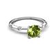 2 - Nuria 1.21 ctw (6.50 mm) Round Peridot and Side Spaced Round Natural Diamond Engagement Ring 