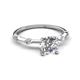 2 - Nuria 1.11 ctw (6.50 mm) Round Moissanite and Side Spaced Round Natural Diamond Engagement Ring 