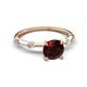 2 - Nuria 1.16 ctw (6.50 mm) Round Red Garnet and Side Spaced Round Natural Diamond Engagement Ring 