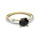 2 - Nuria 1.11 ctw (6.50 mm) Round Black Diamond and Side Spaced Round Natural Diamond Engagement Ring 