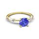 2 - Nuria 1.03 ctw (6.50 mm) Round Tanzanite and Side Spaced Round Natural Diamond Engagement Ring 
