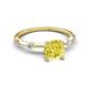 2 - Nuria 0.91 ctw (6.50 mm) Round Yellow Diamond and Side Spaced Round Natural Diamond Engagement Ring 