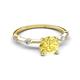 2 - Nuria 1.06 ctw (6.50 mm) Round Yellow Sapphire and Side Spaced Round Natural Diamond Engagement Ring 