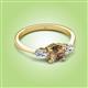 2 - Zelia 1.40 ctw (6.50 mm) Round Smoky Quartz and Pear Shape Natural Diamond Three Stone Engagement Ring 