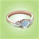 2 - Zelia 1.27 ctw (6.50 mm) Round Aquamarine and Pear Shape Natural Diamond Three Stone Engagement Ring 