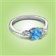 2 - Zelia 1.35 ctw (6.50 mm) Round Blue Topaz and Pear Shape Natural Diamond Three Stone Engagement Ring 