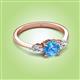 2 - Zelia 1.35 ctw (6.50 mm) Round Blue Topaz and Pear Shape Natural Diamond Three Stone Engagement Ring 