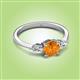 2 - Zelia 1.27 ctw (6.50 mm) Round Citrine and Pear Shape Natural Diamond Three Stone Engagement Ring 