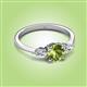 2 - Zelia 1.50 ctw (6.50 mm) Round Peridot and Pear Shape Natural Diamond Three Stone Engagement Ring 