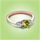 2 - Zelia 1.50 ctw (6.50 mm) Round Peridot and Pear Shape Natural Diamond Three Stone Engagement Ring 