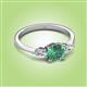 2 - Zelia 1.40 ctw (6.50 mm) Round Lab Created Alexandrite and Pear Shape Natural Diamond Three Stone Engagement Ring 
