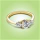 2 - Zelia 1.40 ctw (6.50 mm) Round Moissanite and Pear Shape Natural Diamond Three Stone Engagement Ring 