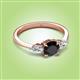 2 - Zelia 1.40 ctw (6.00 mm) Round Black Diamond and Pear Shape Natural Diamond Three Stone Engagement Ring 