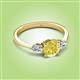 2 - Zelia 1.20 ctw (6.00 mm) Round Yellow Diamond and Pear Shape Natural Diamond Three Stone Engagement Ring 